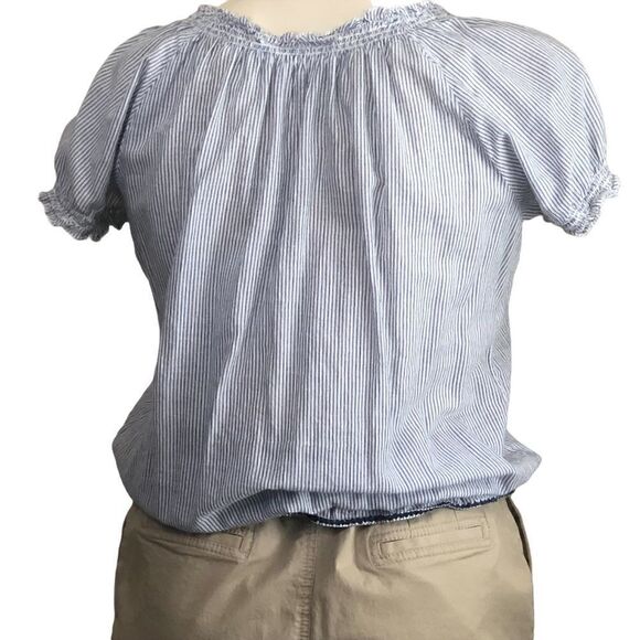 Blue striped cap sleeve with embroidery - Picture 2 of 2